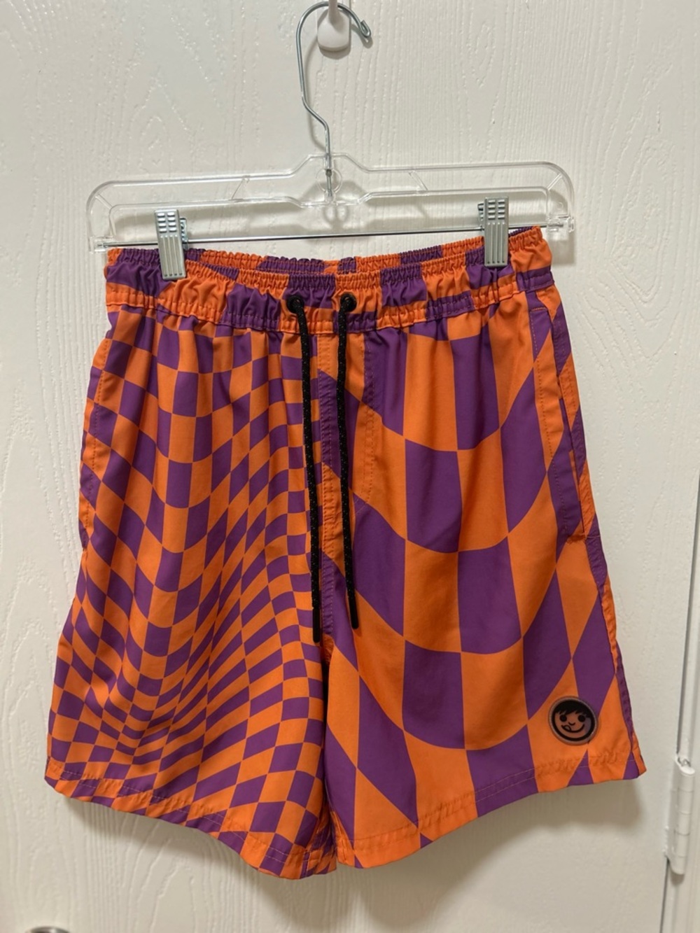 Neff Dazed Hot Tub Swim Shorts Purple & Orange Checkered Size Medium Mens